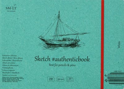 SMLT schetsalbum wit papier 24,5x17,6 cm 90gr 32 vel elastiek.