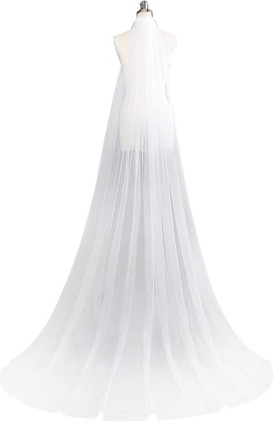 Lange Bruidssluier Kathedraal Lengte met Kam Bruiloft Tule Haaraccessoire