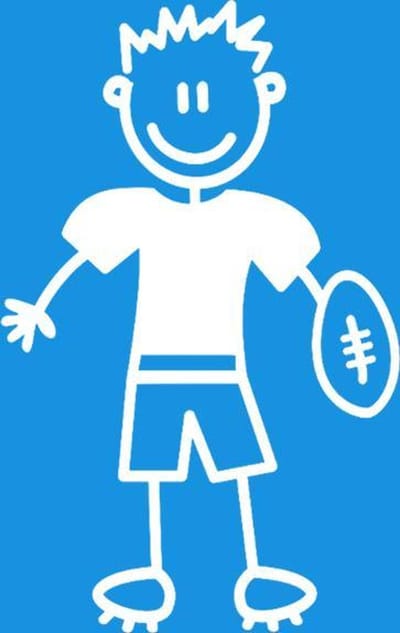 Jongen american football - autosticker - wit - 8,5 cm - The Sticker Family