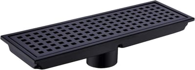Lineaire Douche Vloer Drain met Verwijderbare Cover Grid Rooster 12 "Lange Rechthoek, SUS 304 Roestvrij Staal Mat Zwart Geplateerde Afwerking