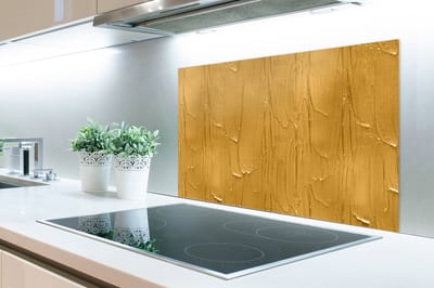 Spatscherm Keuken - Kookplaat Achterwand - Spatwand Fornuis - 90x60 cm - Verf - Patronen - Oker - Aluminium - Wanddecoratie - Muurbeschermer - Hittebestendig