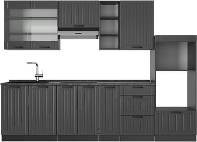 Vicco Fame-Line Complete keukeneenheid – 280 cm, WB Antraciet Donkergrijs