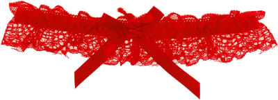 Rode Kousenband met Smal Kant en Rood Strikje