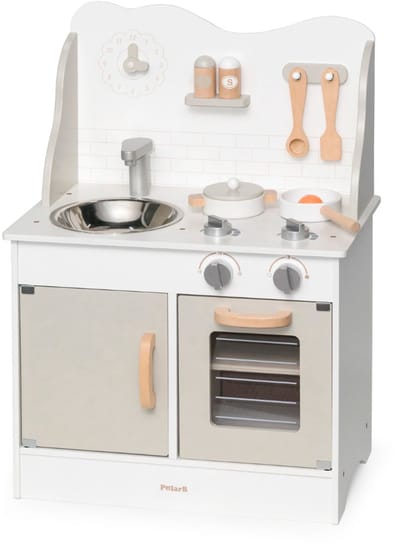 PolarB Houten Speelkeuken met Accessoires – Kinderkeuken met Oven & Klok