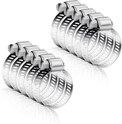 Set van 8 RVS Slangklemmen 16-25mm Verstelbare Klemmen voor Tuinslangen, Afvoerslangen en Flexibele Uitlaten