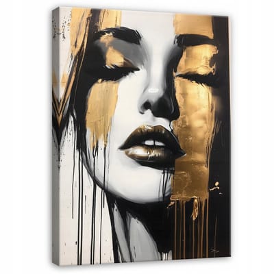 WALLARENA - Canvas schilderij - 100x70 cm - Glamour vrouw gezicht schilderij voor slaapkamer en woonkamer