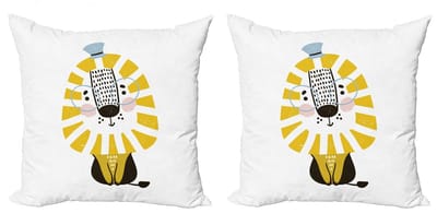 ABAKUHAUS Leeuw Kussenhoes – 2x40x40 cm – Dubbelzijdig digitaal bedrukt