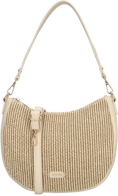 Charm London Paris Schoudertas - Crossbody - Rietlook - Schouderband - Buidel - Zand