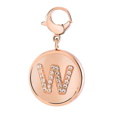 Lucardi Dames Gerecycled just.d stalen hanger roseplated letter kristal - Hanger - Staal - RosÃ©kleurig