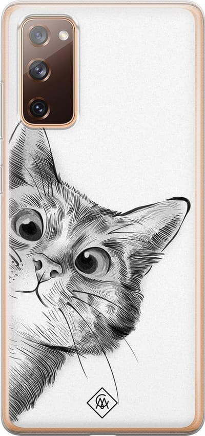 Casimoda® hoesje - Geschikt voor Samsung S20 FE - Peekaboo - Backcover - Siliconen/TPU - Zwart