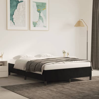 vidaXL - Bedframe - zonder - matras - 140x190 - cm - fluweel - zwart