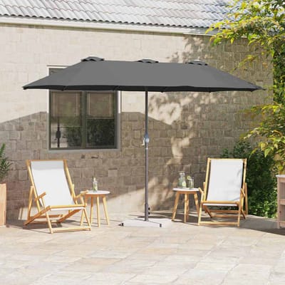 vidaXL - Tuinparasol - 370 - x - 197 - x - 239 - cm - Polyester - en - Aluminium - Antraciet