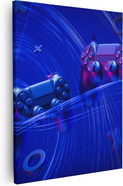 Artaza Canvas Schilderij Gamer Kantoor - 40x50 cm - Wanddecoratie Kantoor - Muurdecoratie Mancave - Schilderijen Op Canvas