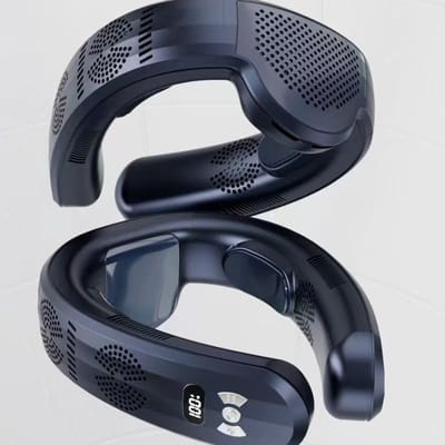 Nekventilator - Verwarming Draagbare Lichtgewicht Koeling Dubbel Gebruik Halfgeleiderventilator, Stille, Langdurige Draagbare Koeler met 3 Snelheden voor Reizen Strand Fietsen (donkerblauw)