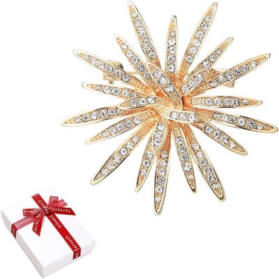 Rhinestone Brooch - Zonnebloem Pin - Kleding Decoratie - Gedetailleerd Ontwerp - 13.6 x 10 x 2.5 cm - Goud