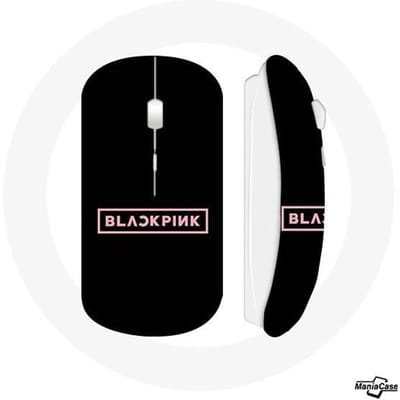 Draadloze muis Blackpink in uw omgeving K-pop Group roze logo zwarte achtergrond