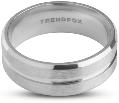 Heren Ring Zilver Kleurig met Gegraveerde Streep - Staal - Papa Cadeau Voor Mannen - Vaderdag