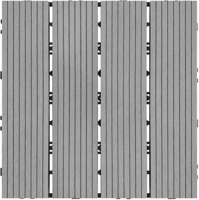 ACXIN WPC Balkon Tegels Kliksysteem Terrasvloeren Kunststof Houtlook Balkonvloer Tuin Terras 30x30 Cm 11-Delig - Lichtgrijs