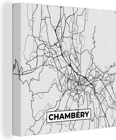 Canvas Schilderij Frankrijk - Chambéry - Stadskaart - Plattegrond - Kaart - 20x20 cm - Wanddecoratie