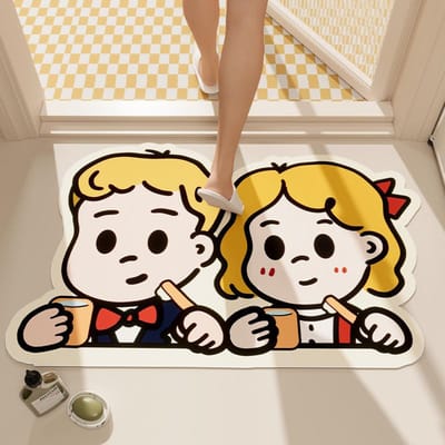 Creatieve Cartoon Diatomeeënaarde Mat Badkamer Sneldrogend Antislip Voetmat Kan Op Maat Worden Gemaakt Toiletdeur Absorberende Mat 40 * 60cm
