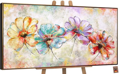 Canvas schilderij groot handgeschilderd prachtige bloemen botanisch – YS-Art Gallery – Luxe wanddecoratie voor woonkamer – Modern schilderij voor slaapkamer en hal