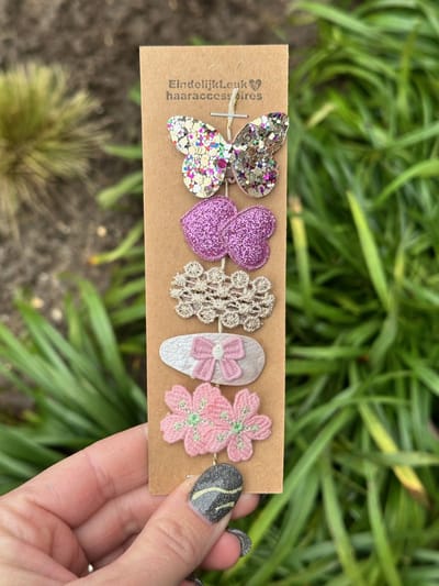 Antislip knipjes - Baby knipjes - Eerste haarspeldjes - Anti slip knipjes - Haaraccessoires meisjes - Kraamcadeautje - Haarknipjes baby - Anti slip - Haaraccessoires baby - Vlinder glitter knipje - Hartje