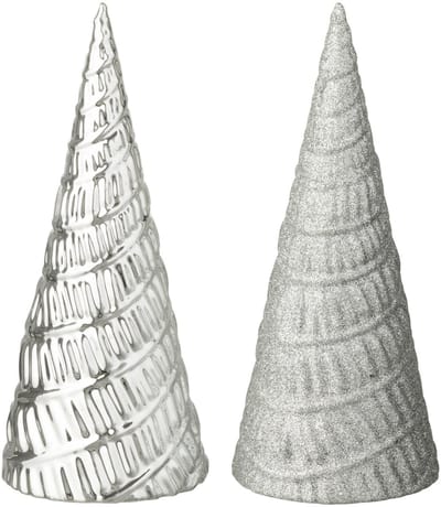 J-Line decoratie Boom - kunststof - wit - 2 stuks