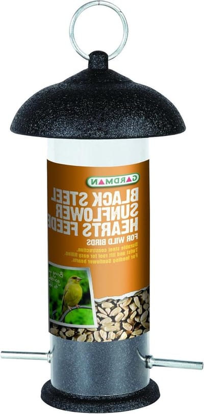 Voerzuil Zonnebloempitten - Vogelvoederhuisje Metaal - Vogels Voeren - Biocidale Coating - 340 g - Zwart