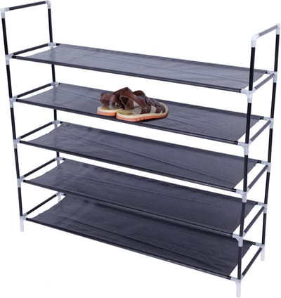 Schoenenrek 5 Laags - Opbergsysteem voor 20 Paar Schoenen - Kunststof – stapelbaar - Schoenenplank - schoenenkast - Zwart