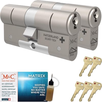 M&C Matrix 2x Deurcilinder SKG*** - Zwaar beveiligd - Politie Keurmerk Veilig Wonen