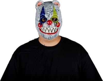Partychimp Griezelige Clown Beer Hoofdmasker Halloween Masker voor bij Halloween Kostuum Volwassenen Verkleed Masker Carnaval Eng Masker Horror - Latex - One size