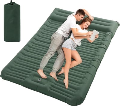 Slaapmat voor 2 personen, 194x137cm Verbeterde slaapmat zelfopblazend, slaapmat outdoor, slaapmat camping, slaapmat opblaasbaar, slaapmat camping met voetpomp en kussen voor 2 personen