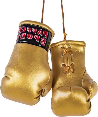 Mini Bokshandschoenen - Autohanger Boksen - Sportdecoratie Tonen - Echte Flair Details - 9 cm - Goud