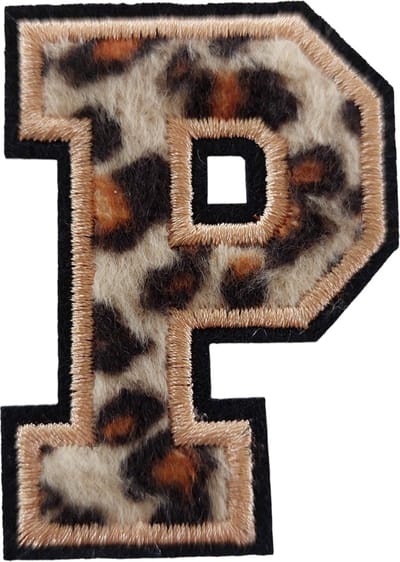 Strijk Embleem Alfabet Patch - Letter P - Panterprint - 6cm hoog - Letters Stof Applicatie - Geborduurd - Strijkletters - Patches - Iron On