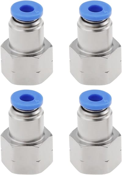 Dailygoods - Pneumatische Connectoradapter - 4 stuks - Push-fit luchtfittingen - 4 mm buis - 1/8 - Vrouwelijke draad - Geschikt voor luchtleidingen