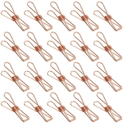 Dailygoods- Papierclips 50 Stuks - Mini Binder Clips - Metalen Klemmen - Multifunctionele Kantoorbenodigdheden - Roze Goud - 32mm Formaat - Kantoorclips