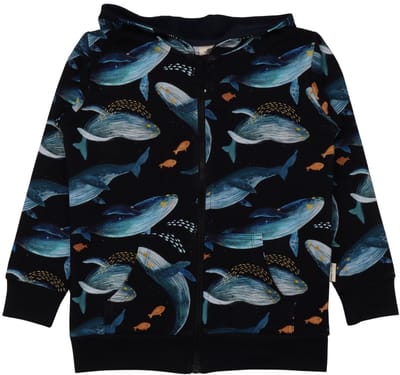 Walkiddy® Kinder Sweat Jacket – Jongens & Meisjes – Humpback Whales serie – Maat 98 – GOTS-gecertificeerd Biologisch Katoen