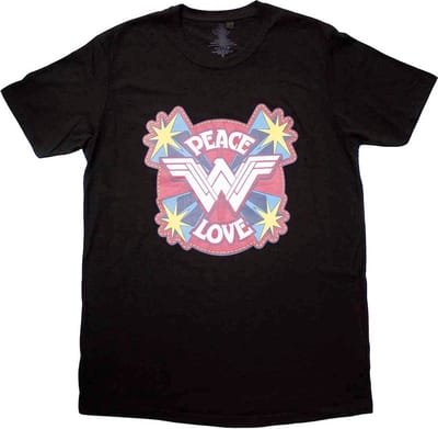 DC Comics Wonder Woman - Peace & Love Heren T-shirt - S - Zwart