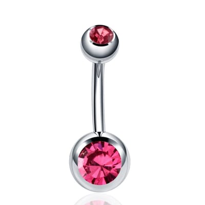 navelpiercing chirurgisch staal / roze - pink/ navelpiercings met balletje - Jewelegance