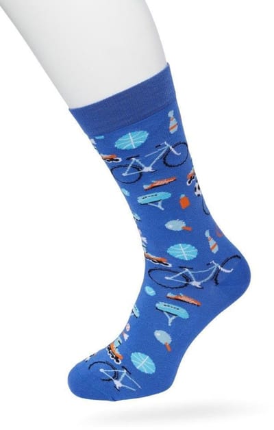 Bonnie Doon Heren Sokken met Sport Print maat 40/46 Blauw - Thema Sokken - Sporten - Cadeau Sokken - Word je Happy en vrolijk van - Zacht Katoen met Gladde Teennaad - Comfortabel - Perfect Cadeau - Bright Cobalt - BT992136.159