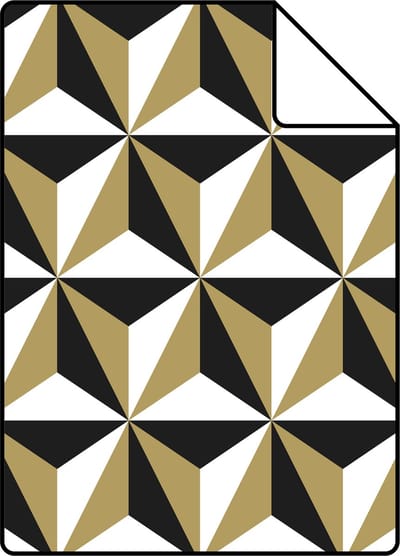 Proefstaal ESTAhome behang grafisch motief glanzend goud, wit en zwart - 26.5 x 21 cm - 139118-S