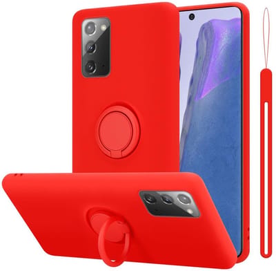 Cadorabo Hoesje geschikt voor Samsung Galaxy NOTE 20 in LIQUID ROOD - Beschermhoes van flexibel TPU silicone Case Cover met ring