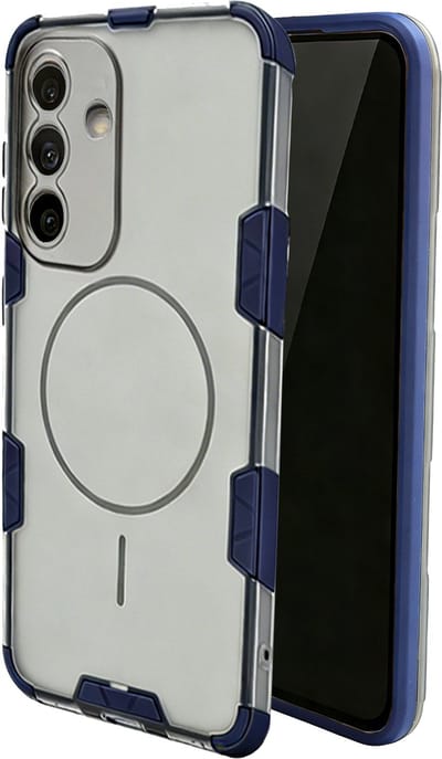 Casemania Hoesje Geschikt voor Samsung Galaxy A57 - Blauw - Frosted Flex Armor Magnetische Back Cover Geschikt voor MagSafe - Shockbestendig Telefoonhoesje - Volledige Camera Bescherming