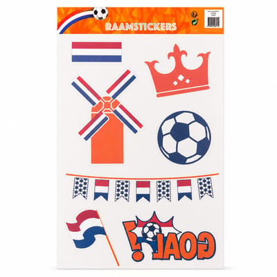 Raamstickers WK Voetbal Nederland – Oranje Voetbal Versiering voor Raam – Holland EK/WK Decoratie – Herbruikbare Stickers Nederlands Elftal