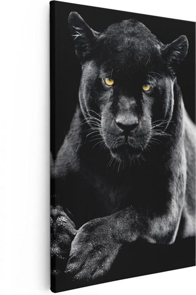 Artaza Canvas Schilderij Panter - 20x30 cm - Klein - Wanddecoratie Wilde Dieren - Muurdecoratie Woonkamer - Kamer Accessoires