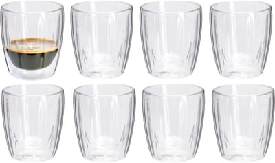 Excellent Houseware dubbelwandige Koffieglazen - 8x - espresso - 100 ml - D7 x H8 cm
