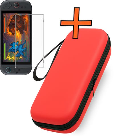Hoesje Geschikt voor Nintendo Switch 2 Hoes Bescherm Case Hardcover Polsbandje Met Screenprotector - Hoes Geschikt voor Nintendo Switch 2 Case - Rood