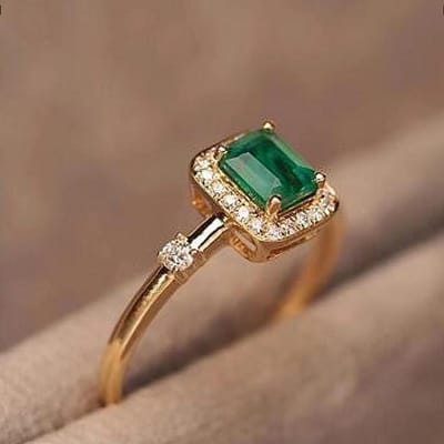 Retro Ring Sieraden Kleur Schat Europese en Amerikaanse Mode Smaragd Damesring No. 7 brown