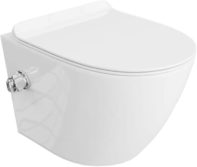 LAVITA® Compact Toiletpot Hangtoilet met bidetfunctie Salto - Wit Hoogglans - Hangend Rimless Randloos Toilet - Toiletbril Softclose zitting - Wandcloset Badkamer WC