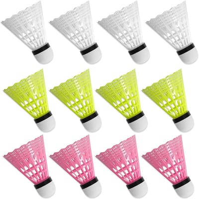 Badminton Shuttles - Veerballen - Outdoor Training - Stabiele Vliegbaan - 12 Stuks - Gemengde Kleuren